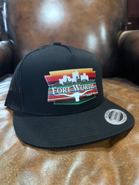 Fort Worth Skyline Serape Flat Bill All Black