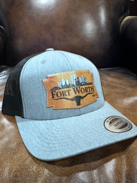 Fort Worth Skyline Antiqued Leather Gray